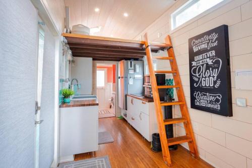 San Luis Obispo House | Lofted Bedroom Teal Tiny Home with Creek Views