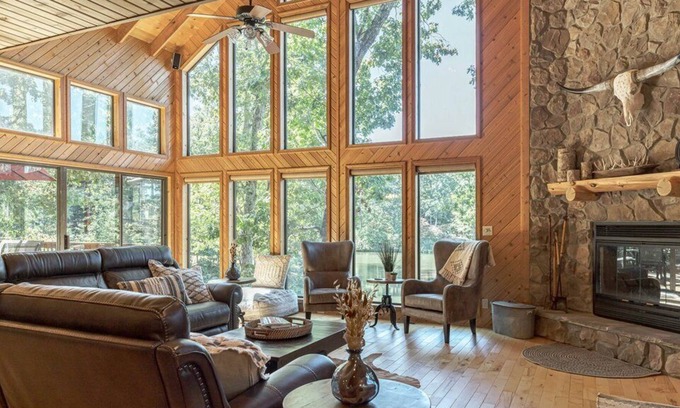 Innsbrook Ski Chalet | Longhorn Lakeside Chalet by Sarah Bernard, Private Dock and Fire Pit