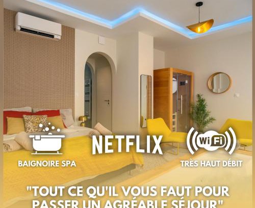 Strasbourg Apartment | Love Room Strasbourg - Jacuzzi & Sauna - Yellow