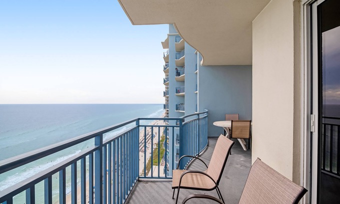 Panama City Beach Condo | Lovely beachfront condo with deck, Gulf views, pool & gym - near Pier Park
