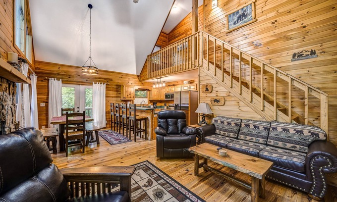 Epworth Cabin | Lovely dog-friendly creekside cabin with fireplace, hot tub, & fire pit