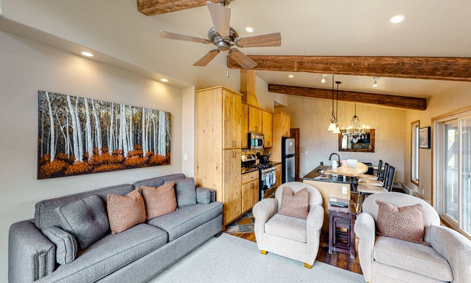 Snowmass Village House | Lovely getaway minutes from ski slopes with mountain views, fireplace, & balcony