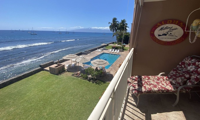 Historic Lahaina Front Street Condo | LR 303 Summer SPECIAL Cozy BeachFront Condo in Lahaina w Ocean Views & Pool