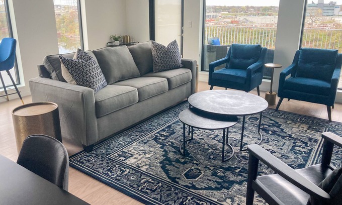 North Capitol Condo | Luxe 5th-floor downtown condo on the riverfront with river views, balcony & W/D