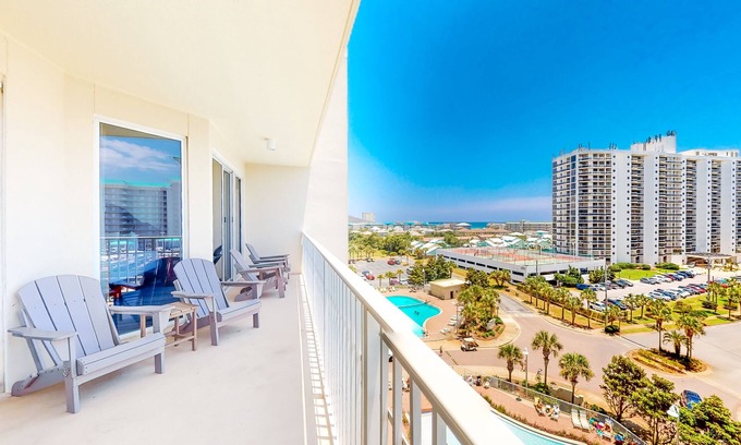 Miramar Beach Condo | Luxurious Gulf view home w/a private balcony, shared pool, & on-site golf