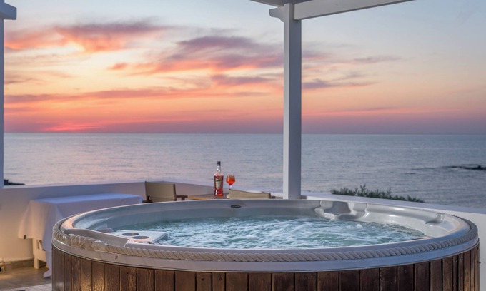 Apollonia Villa | Luxurious oceanfront villa with unique sunset & hot tub