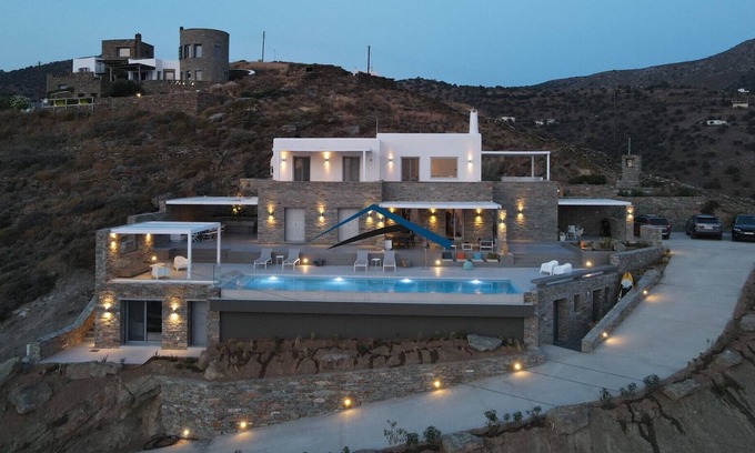 Kea Villa | Luxurious villa with a large pool and fantastic sea and sunset view. Sleeps 14.
