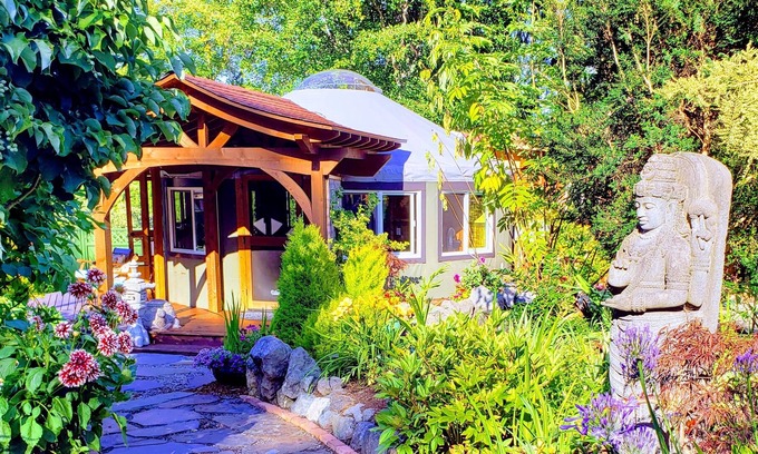 Port Hadlock Cottage | Luxurious Yurt, magical gardens, heated floor, 6ft bathtub. Windows to beauty!