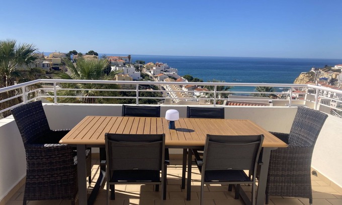 Carvoeiro Apartment | Luxury apartment with fab. sea views & exclusive, private roof terrace with BBQ.