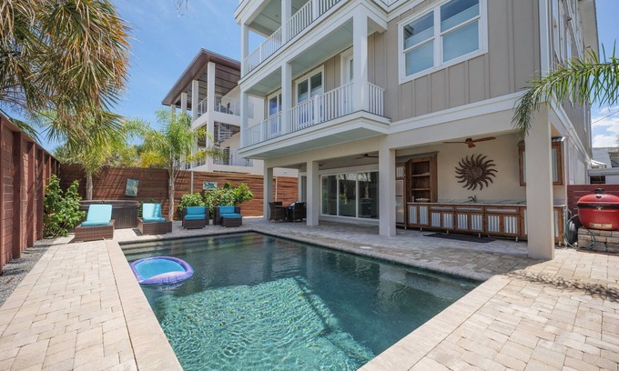 St. Augustine Beach House | Luxury Beach House - Private Pool, Hot Tub, Ocean Views and Rooftop Deck
