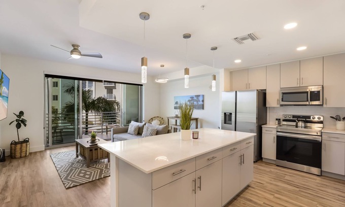 North Trail Condo | Luxury Condo with Xtra Large Patio & Pool Views