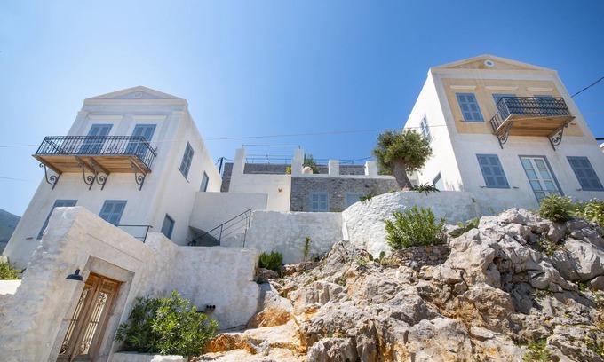Symi Villa | Luxury family villa with panoramic views of Symi, jacuzzi and beach access