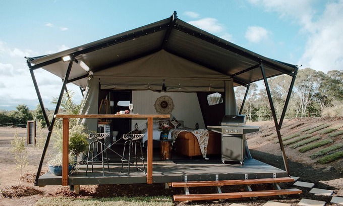 Barrine House | Luxury Glamping Tent, farm stay, near lake, amounst nature. Relax and unwind