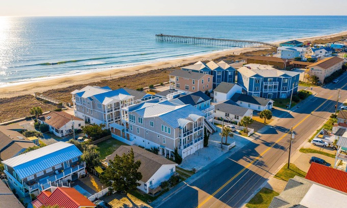 Kure Beach House | Luxury Home Great Ocean Views, Pool, Elevator,45 Steps to beach