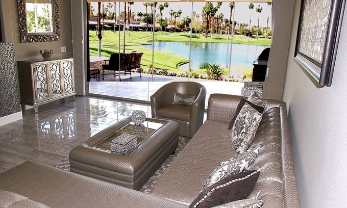 Palm Desert Condo | Luxury Lakefront Condo with Spectacular Golf Course Views! Electric Car Charger