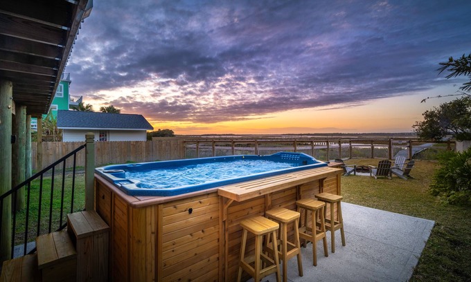 Folly Beach House | Luxury Swim Spa! Pet friendly, Private Dock, Marsh & River Views