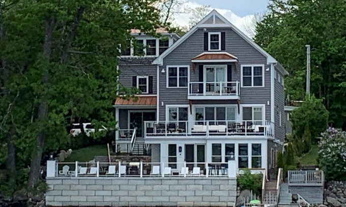 Meredith House | Luxury Vacation Home Private-Lake Winnipesaukee with 50' Dock w outdoor firepit.