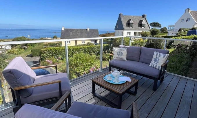 Pleubian House | Luxury villa superb sea view beach indoor heated pool SPA sauna