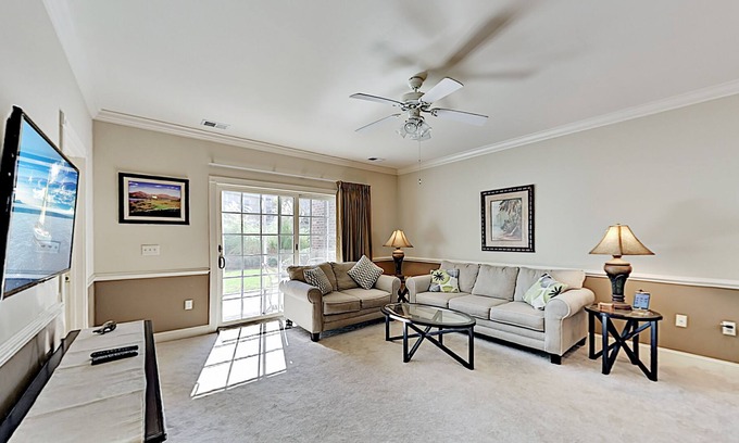 Central Myrtle Beach Condo | Magnolia Pointe Villa with Screened Porch | Pools, Hot Tub & Golf