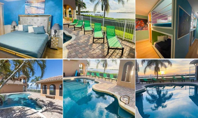 Cocoa Beach Villa | Majestic Waterfront Mansion in Cocoa Beach and Sunset Cove| Private dock and Pool