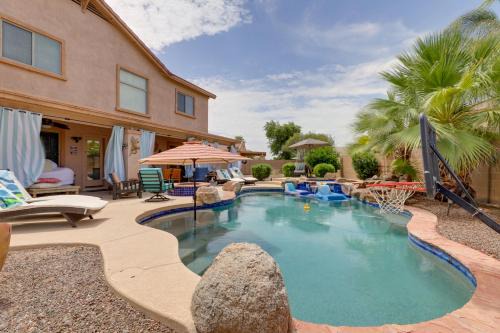 Maricopa House | Maricopa Desert Oasis Fenced Yard with Hot Tub