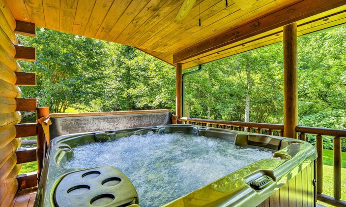 Bryson City Cabin | Meadowside Cabin w/Hot Tub and Fire Pit by Creek