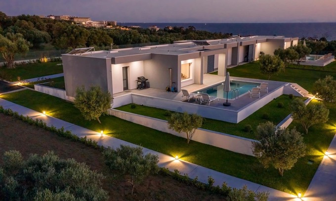 Nea Propontida Villa | Merelia Luxury Villas - Sunset with Heated Pool