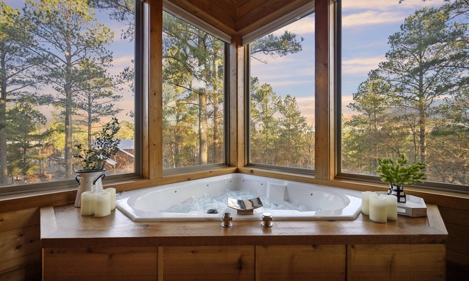 Broken Bow Cabin | Midnight Rhapsody-Romantic Cabin with Large Jacuzzi Tub & Outdoor Gas Fireplace