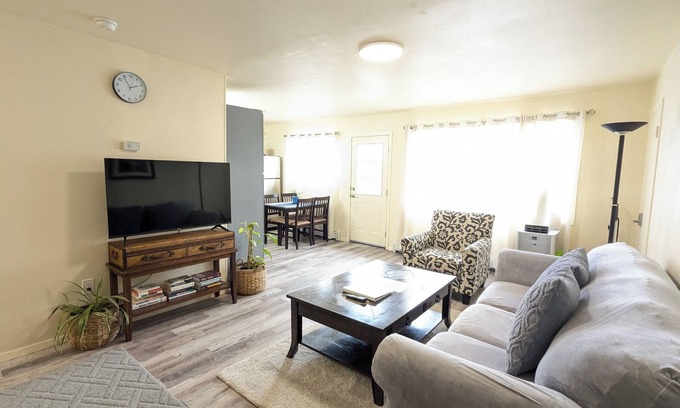 Fairbanks Apartment | Minutes from the Airport. Free WiFi & parking! Onsite laundromat & food market.