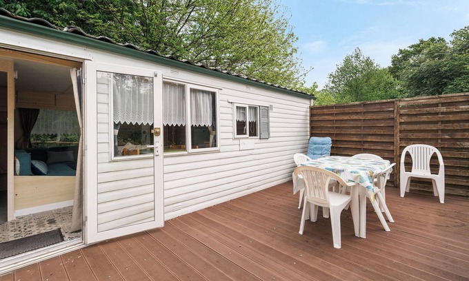 Pluduno RV Rental | Mobile Home 'Mobilhome Capacity 2 to 4 People' with Shared Pool and Private Terrace