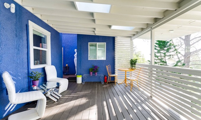 Sunset Junction House | Mod Pop-Art Pad in Silver Lake, Balcony with Park View