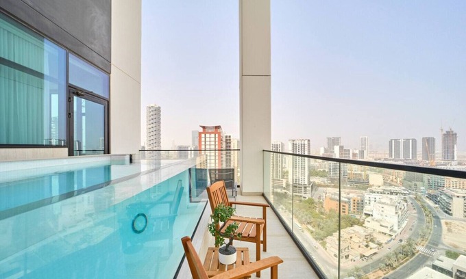 Jumeirah Village Circle Apartment | Modern 2BR Retreat in JVC w/Private Pool Balcony