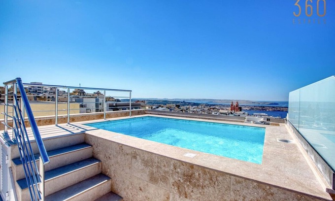Mellieha Apartment | Modern 3BR Apt with Rooftop Pool Access, Mellieha