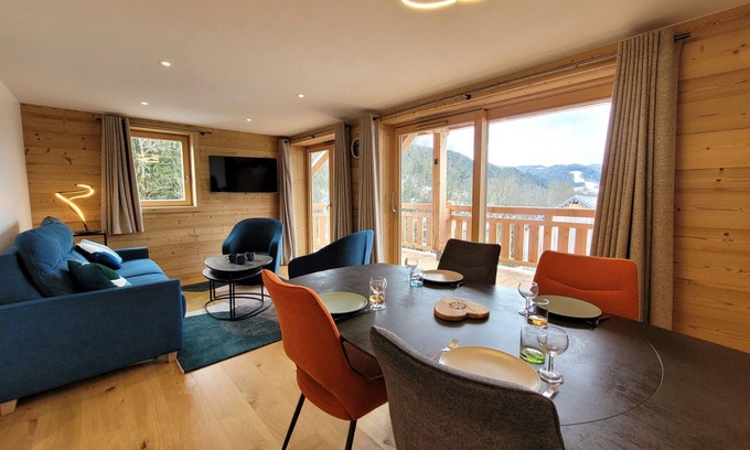 Les Gets Apartment | Modern Apartment with Sunlit Terrace, Close to Ski Slopes and Village Amenities