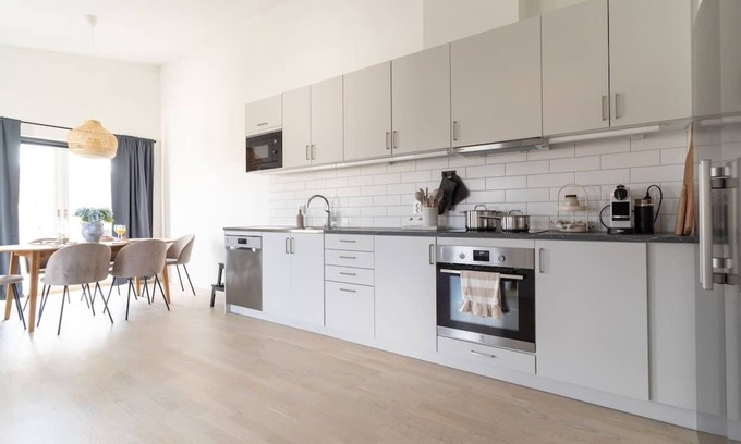 Bastad Condo | Modern Beachy Home with Terrace Charm First Floor
