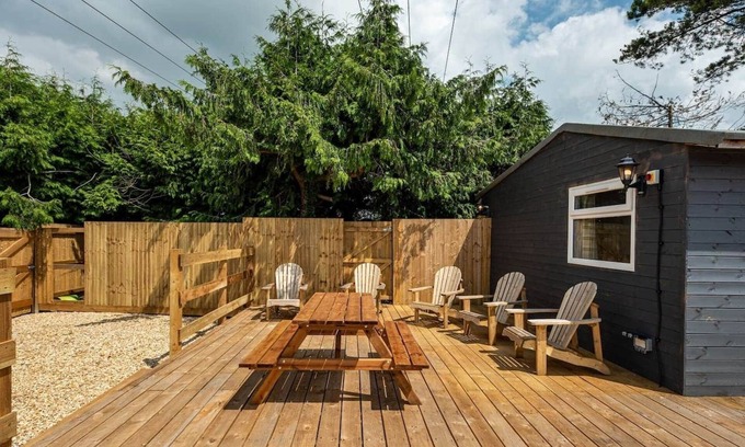 Upton Cheyney House | Modern cabins with sunny lounge & deck sleeps 18