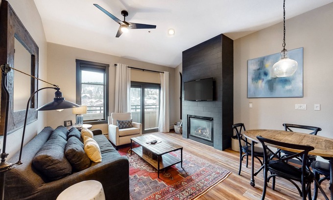 Peak 9 Condo | Modern, in-town condo with pool & hot tubs - walk to lifts & Main Street