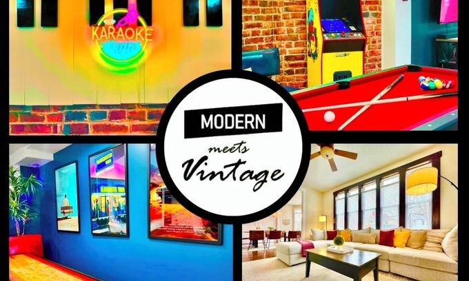 Bloomington House | Modern Meets Vintage! Sleeps 12-14! Game Room, Patio, FUN!