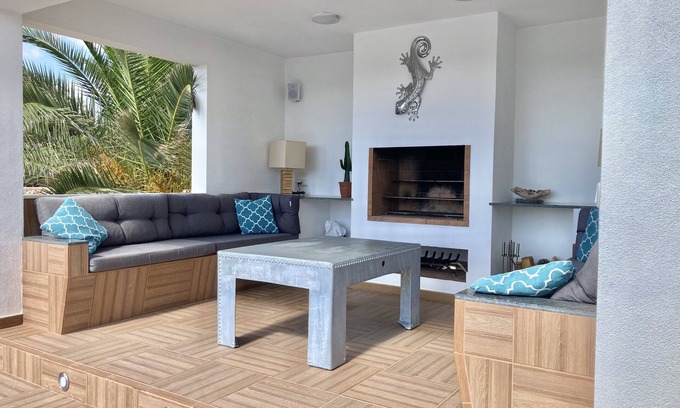 Sant Lluis Villa | Modern, spacious, private, views of olive groves and sunset from pool house
