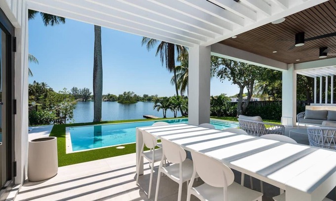 Ojus House | Modern Waterfront Paradise with Heated Pool - Near the Beach & Aventura Mall!