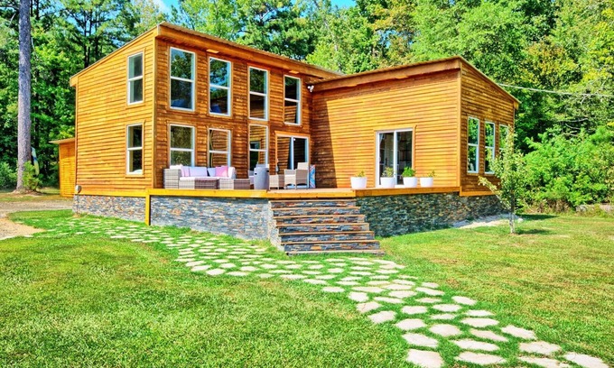 South Toledo Bend Cabin | Modern wood infused Cabin