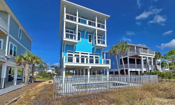 Cape San Blas House | Moonflower: 6BR Beachfront Home- Priv. Pool, Pet Friendly, Sleeps 24, Hot Tub!