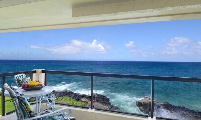 Poipu Condo | MOST STUNNING Oceanfront Views, A/c, Washer/Dryer, Kitchen, Elevator, Beach 0.5m
