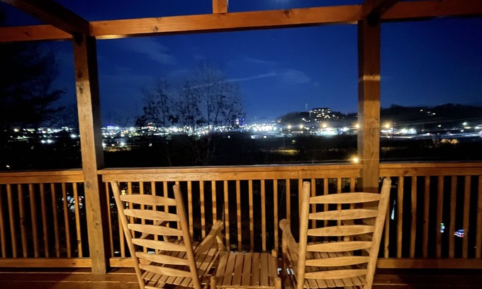 Pigeon Forge Cabin | Mountain and City light views! Close to Strip Private Indoor Pool!