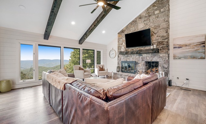 Beech Mountain House | Mountain-view home with high-speed WiFi, wood fireplace, W/D & central AC