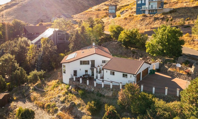 Golden House | Mountainside Oasis! Views, hot tub, trails & more!