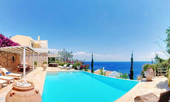 Petaleia Villa | My Rental Homes - Villa Aspro with swimming pool with jacuzzi, terrace sea view