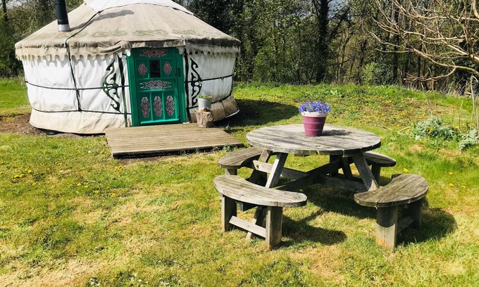 Guisborough Cabin | Myrtle, a cosy Mongolian yurt, nestled in field and woodland surroundings