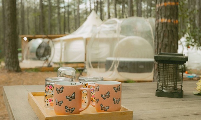 Warm Springs RV Rental | Mystic Woods, Ultimate Glamping 3 Tents, Sauna, 2 hot tub, & 3 firepits