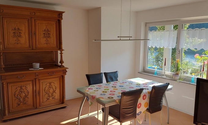 Neckarsteinach Apartment | Neckar idyll with castle view in an upscale apartment and covered terrace
